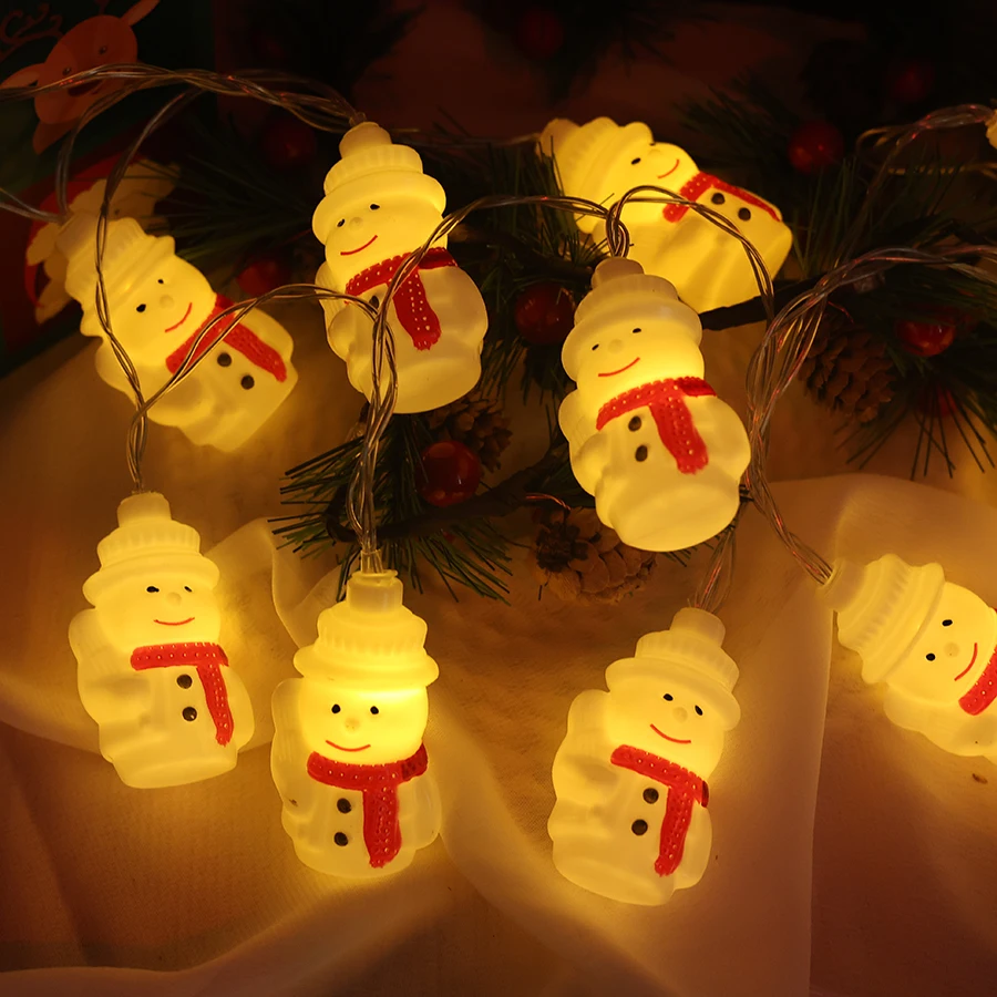 Decoración navideña LED, muñeco de nieve navideño, ambiente festivo, decoración de árbol de Navidad, cadena de luces coloridas