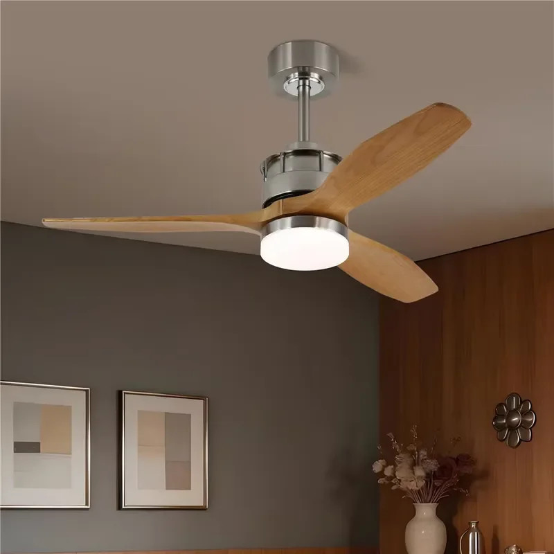 3 Blades Nordic Light Wood Grain Ceiling Fan With Light for Bedroom Living Room Restaurant Hotel Decor Flush Mount Fan Light