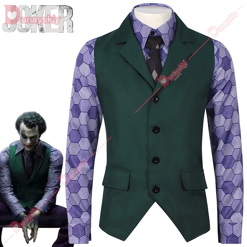 Shirt For Adult Halloween Dress Up Party Clown Heath Ledger Shirt Cosplay Movie&tv Dark Knight Joker Costumes Purple Jacket