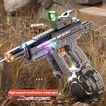 Nuova pistola ad acqua continua elettrica completamente automatica fiamma di museruola simulata pistola giocattolo elettrica di grande capacità giocattolo per piscina