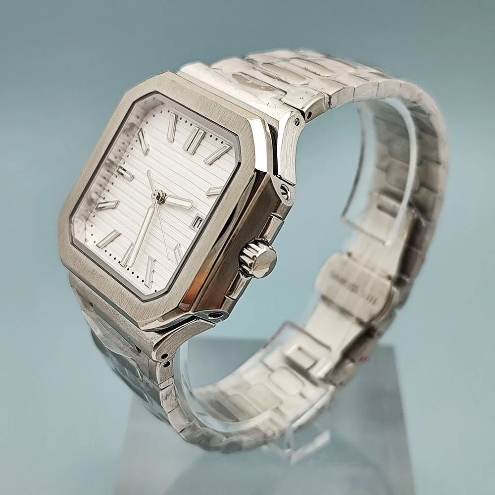 Square Men's High Quality Stainless Steel Watch Sapphire Glass Luminous Customized Logo Suitable for NH35 Movement Watch