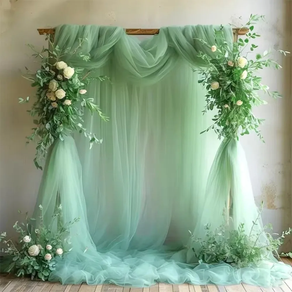 Semi-Sheer Gauze Tulle Sheer Table Runner Boho Rustic Elegant Tulle Gauze Tablecloth DIY Chiffon Table Runner