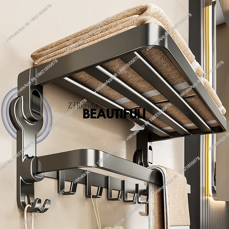 

Suction cup towel rack gun ash no punching toilet towel rack bathroom shower room storage rack