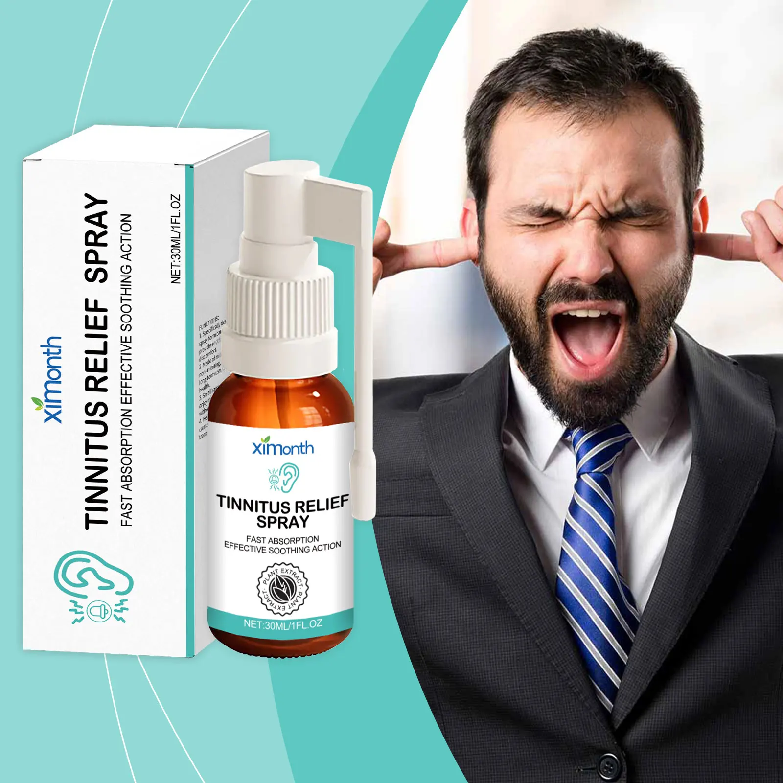 Spray para aliviar el Tinnitus, mejora la incomodidad de los oídos, calmante para la picazón de los oídos, mejora de la audición, limpiador de cera para los oídos, Spray antimplomo