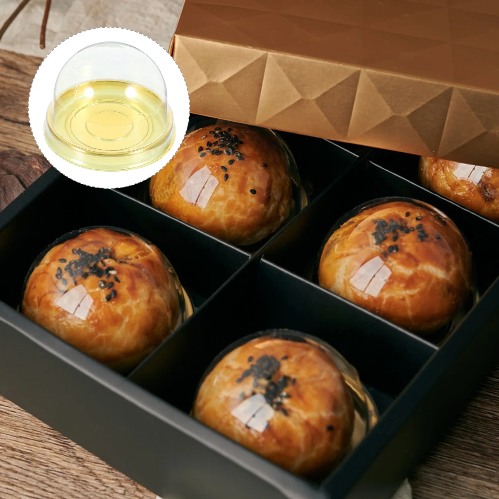 50 قطعة صفار البيض نفخة صندوق القمر كعكة الحاويات صناديق كعكة صغيرة حامل كب كيك واحد صندوق الحلوى حاويات كب كيك صغيرة #1