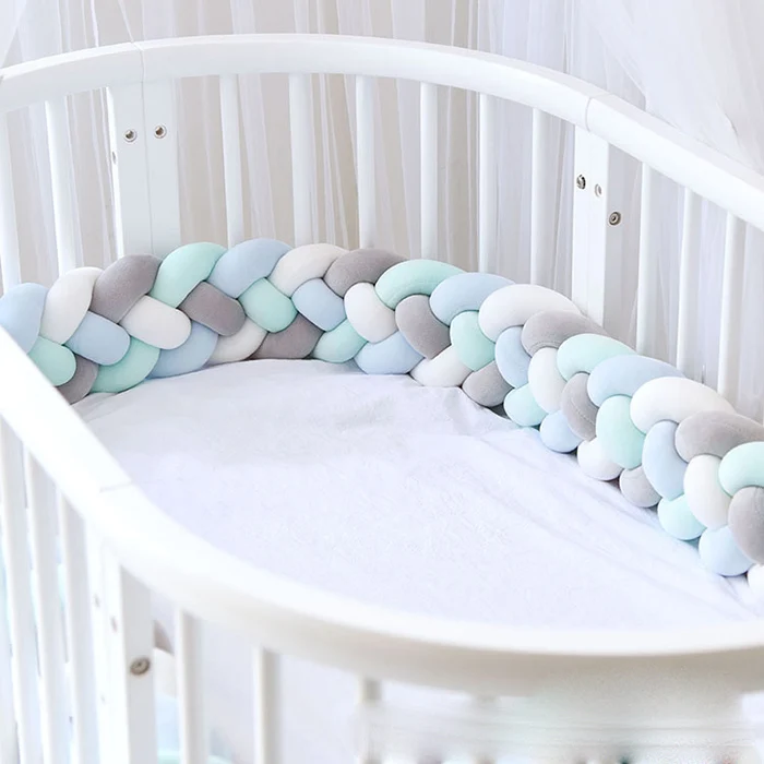 กันชนเตียงเด็กอ่อน ปลอกหมอนอิงแบบถักเปีย สำหรับเตียงเด็กอ่อน ป้องกันการกระแทก ตกแต่งห้องนอน ชุดเครื่องนอนเด็กอ่อน