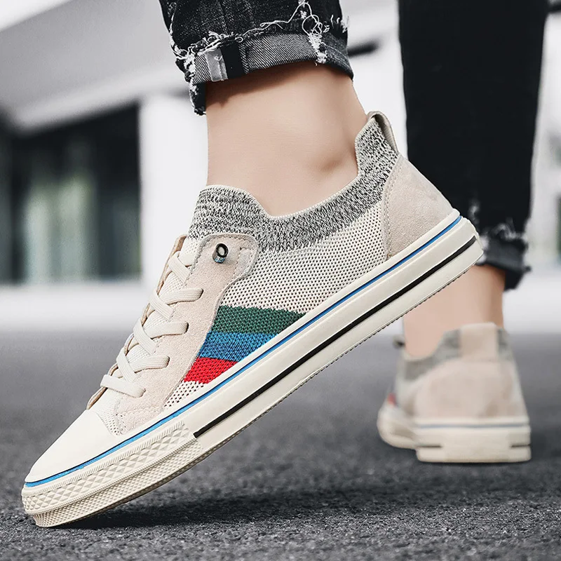 

Men's Canvas Shoes 2025 Trendy Lightweight Mesh Breathable Sports Shoes Outdoor Comfortable Soft Sole Slip-on Slow Walking Shoes