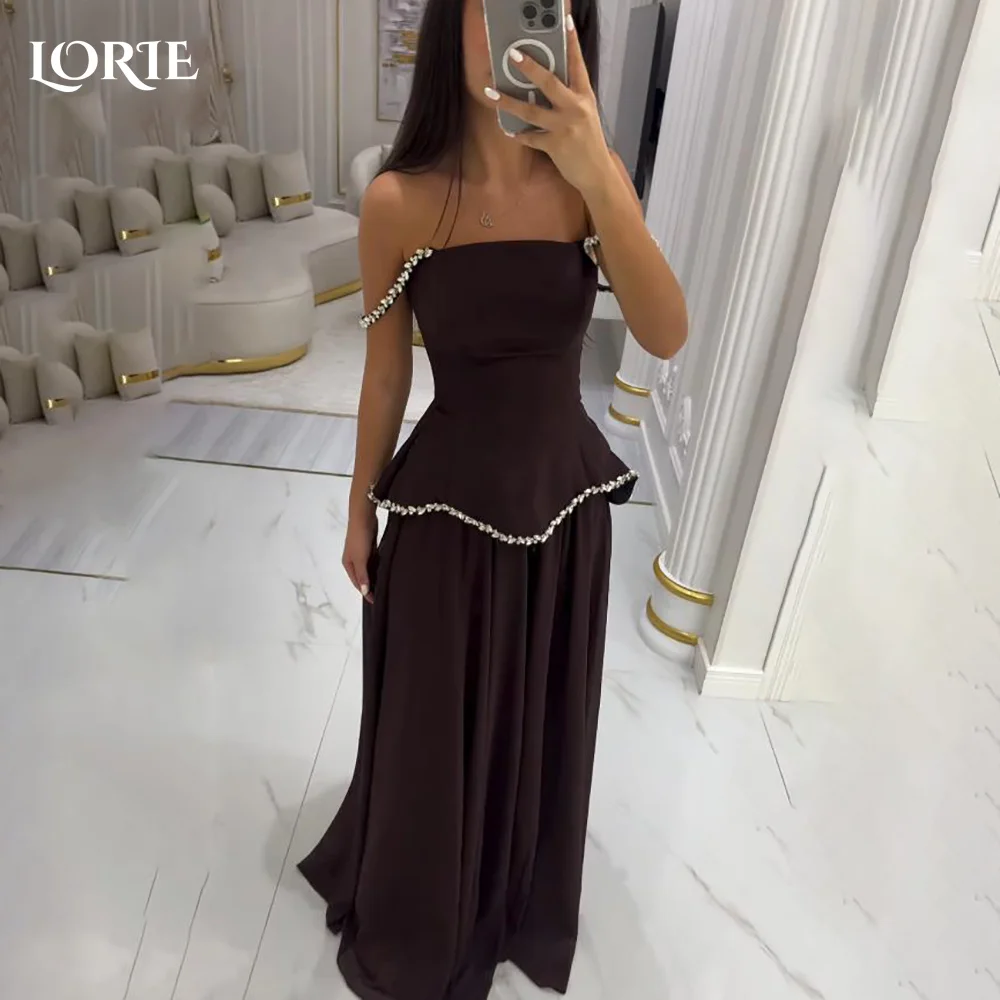 

LORIE Shiny Mermaid Evening Dress Off Shoulder Appliques Chiffon Princess Prom Dress A-Line Shiny Pleats Party Gown Customized