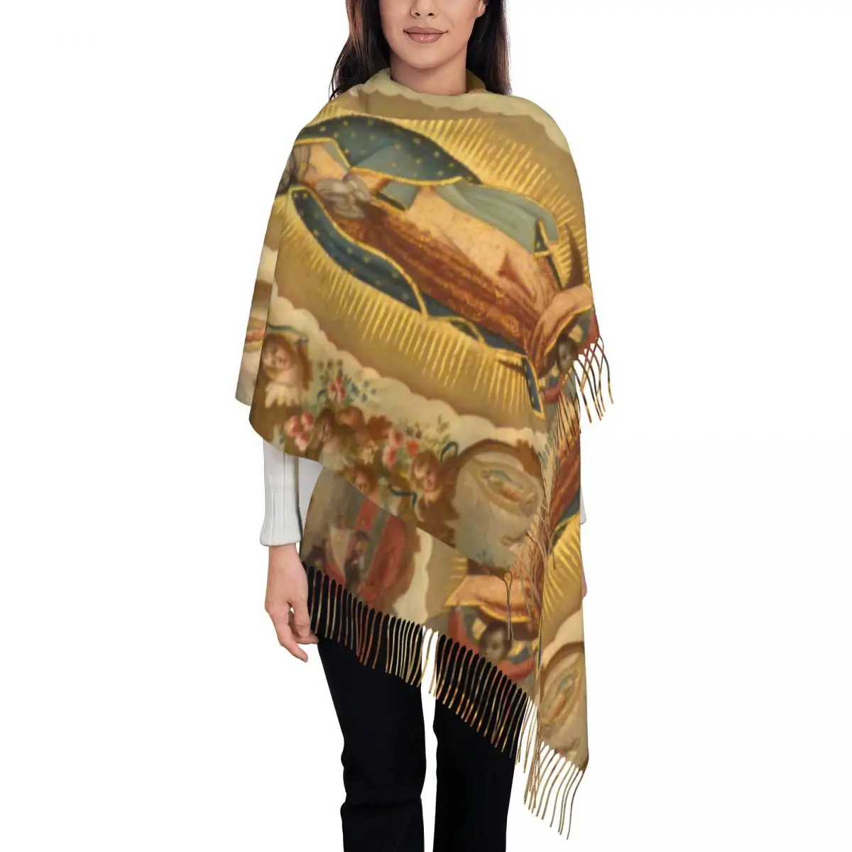 Custom Printed Virgin Of Guadalupe Virgin Mary Scarf Women Men Winter Fall Warm Scarves Mexico Catholic Saint Shawls Wraps