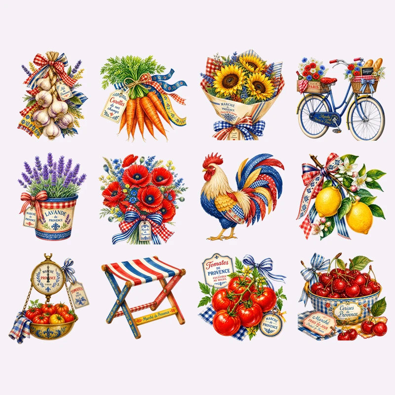 Funny farm Heat Transfer Sticker For Clothing Diy Design Chicken, Carrots, Tomatoes Washable Iron On Patches For T-Shirts