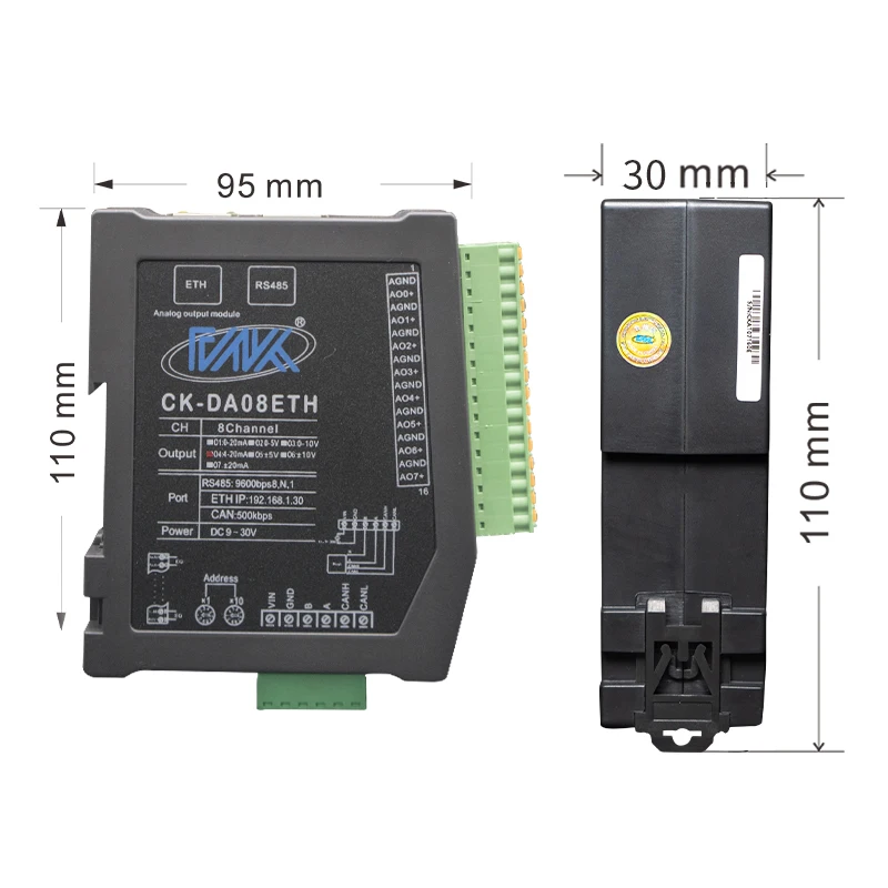 8-Channel Remote IO Acquisition Module with 0-10V Modbus TCP 4-20mA Analog Output Digital Input and Output Interface
