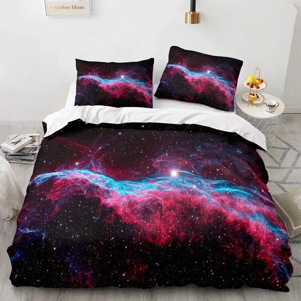 

Top Starry Sky Duvet Cover Set KingQueen Size Night Sky Galaxy Blue Purple Soft Bedding Set Romantic Star Polyester Quilt Cover
