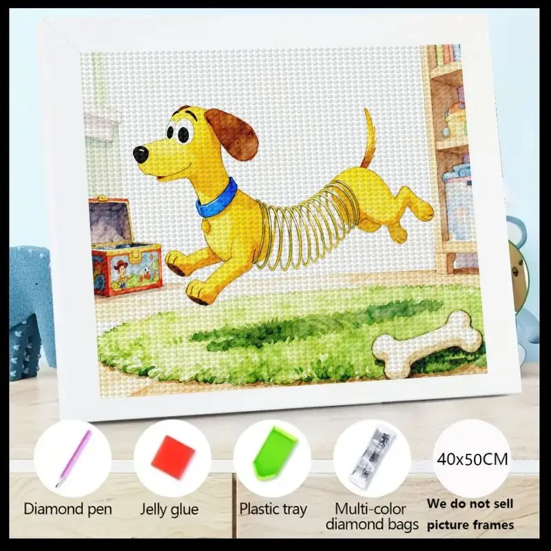 

1PC DIY 5D Full Drill Diamond Painting Kit, Cartoon Slinky Dog Animal Art, Toy Story Character Big Gem Painting Set, Cute Spring