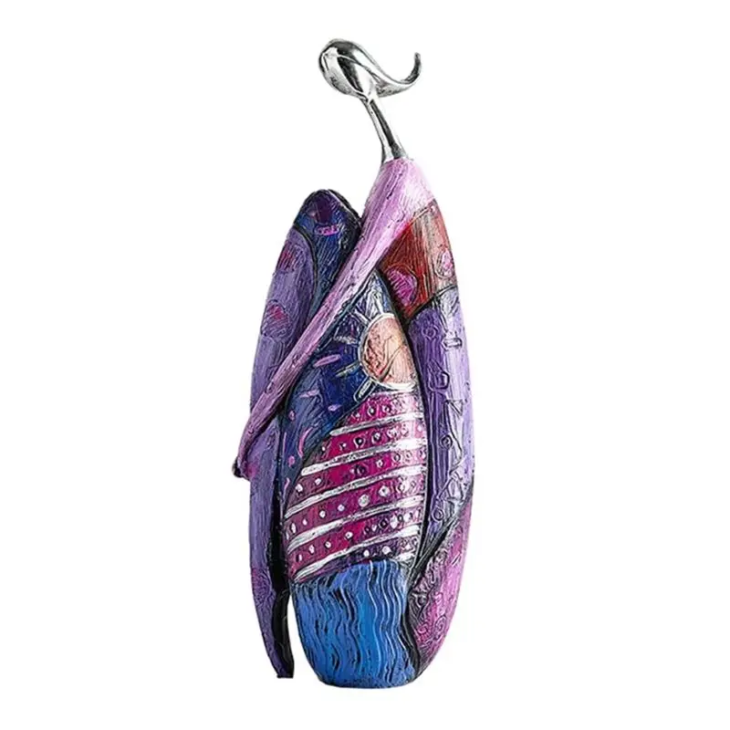 

AEE4-Female Art Figurines Sculpture, Colorful Resin Abstract Woman Statue For Home Decor, Oil Painting Decorations For Room