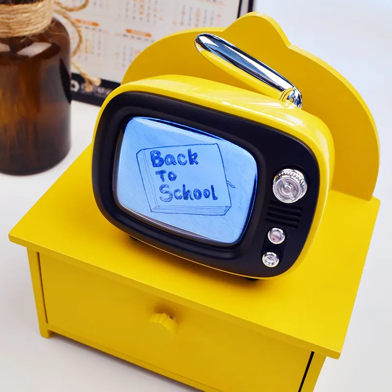 Yellow Duck TV Bluetooth Wireless Speaker Portable Retro TV Modeling Alarm Clock Speaker Gift Box