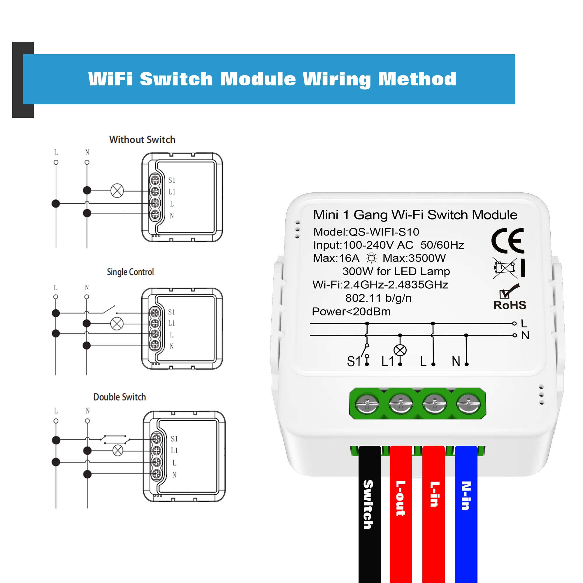 16A Tuya Smart WiFi Switch Modulo 1/2/3/4 Gang Switch Mini Smart Breaker Smart Life Control Supporto Alexa Google Home