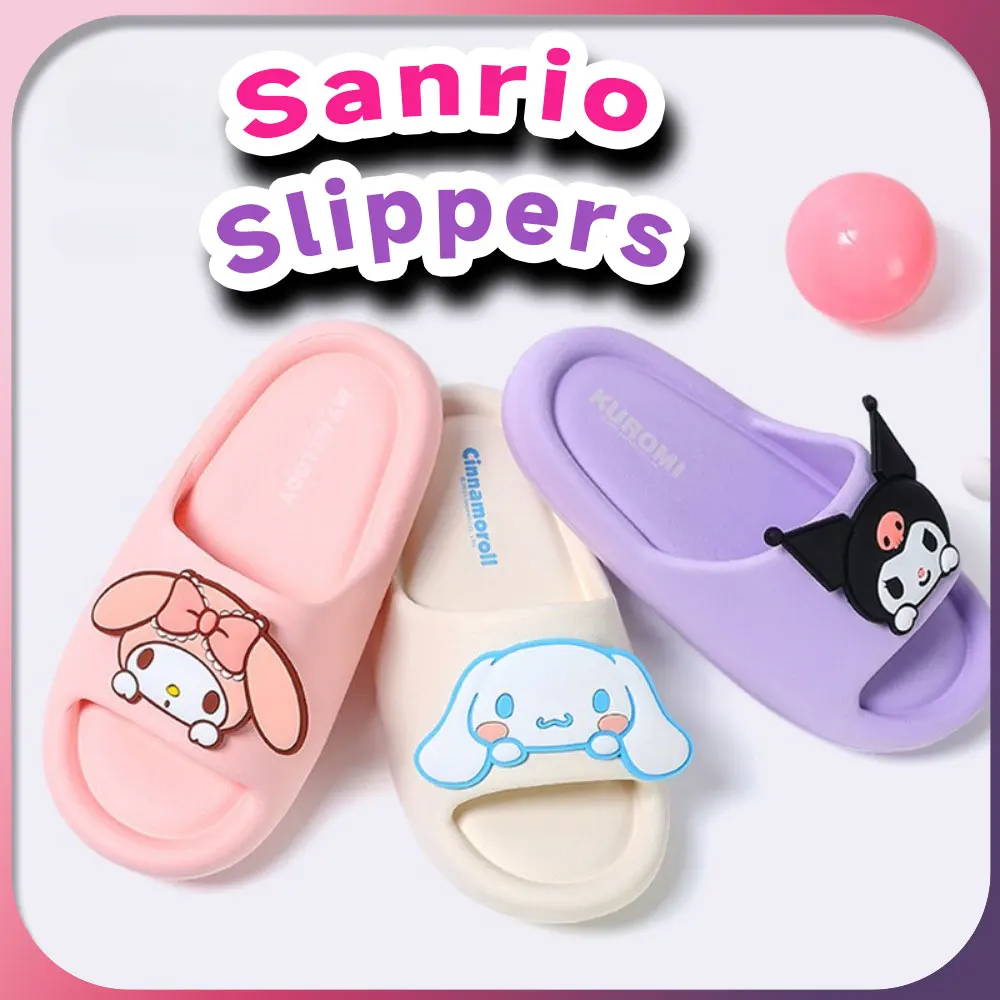 Sanrio Kuromi Slippers Kawaii My Melody Cinnamoroll Anime Thick Soft Non-slip Sandals Fashion House Shoes Women Girls Gift