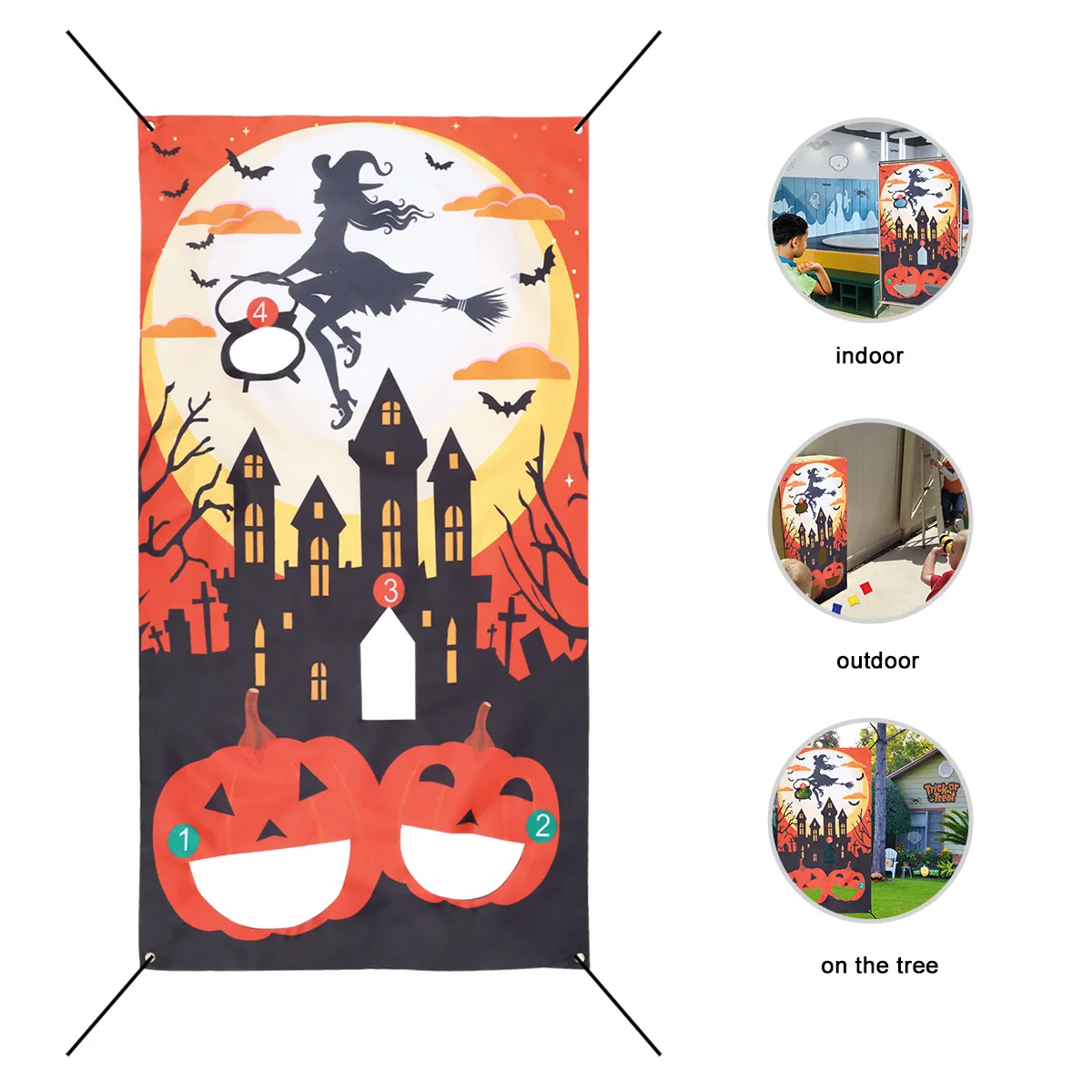 Halloween Beanbag Game Banner Enjoyable Sandbag Throwing Toy Clown Castle Party Supply Circus Cloth Hanging Flags Toss