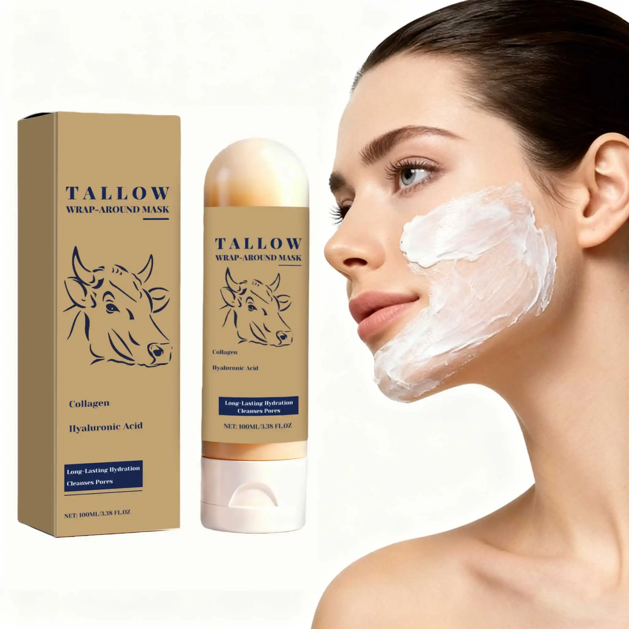 Beef Tallow Peel-Off Facial Mask Brightening Smoothing Moisturizing Glowing Repair Blackhead Removal Pore Cleansing Facial Mask