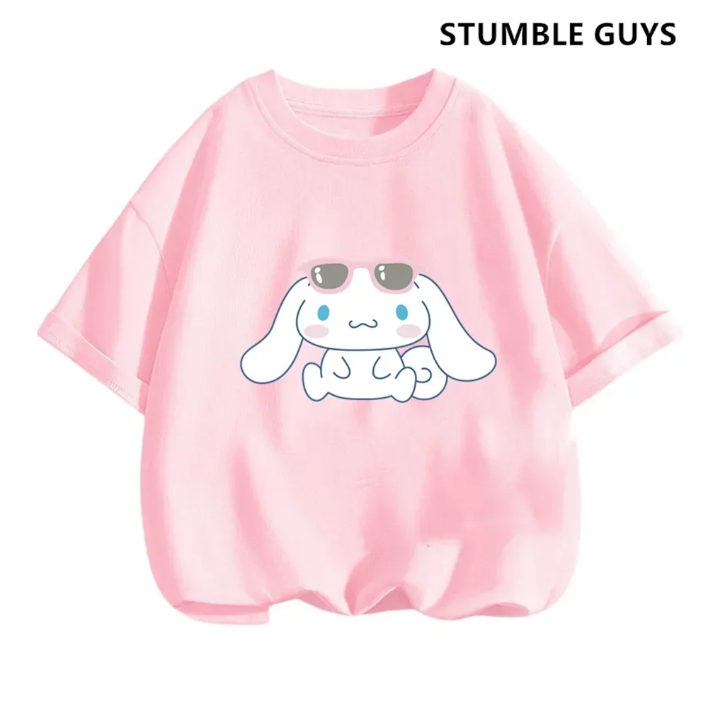 Cinnamoroll T-shirt Set Sanrio Children's Short-sleeved New Summer Y2K Clothes Girly Heart Soft Clothes Kawaii Birthday Gift