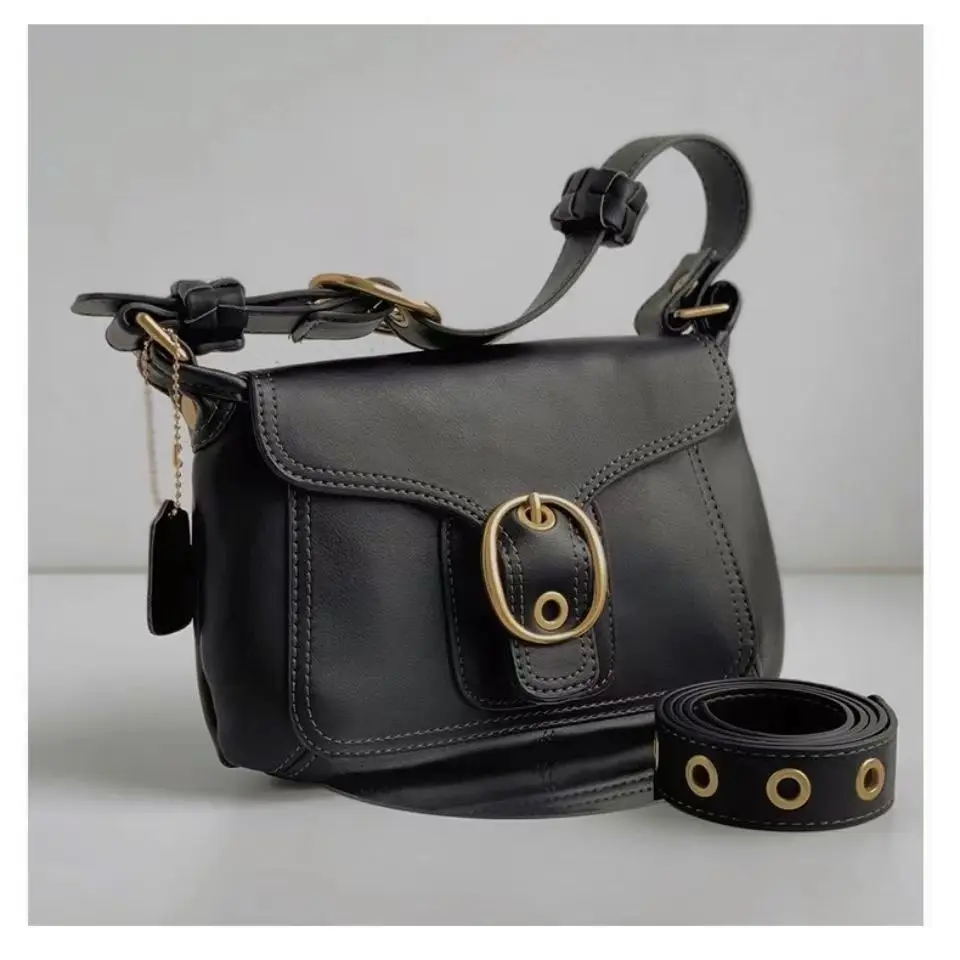 Y2K Cool Girl Black Leather Shoulder Bag  Retro Women's Underarm Bag Female Armpit Bag Ladies  Purse Handbags Lock 2022 New