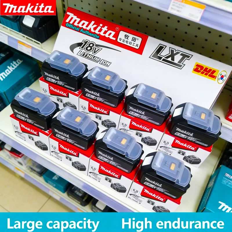 Batteria originale Makita 18V 6.0Ah agli ioni di litio, ricaricabile, per utensili elettrici, con indicatore LED dello stato di carica, sostituisce i modelli BL1860 e BL1850, progettata per utensili a