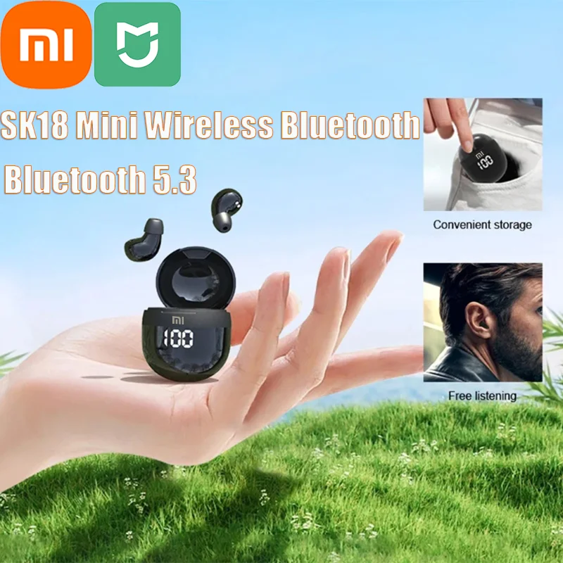 Xiaomi SK18 Mini Wireless Bluetooth Earphones Sleep Headset With Mic Noise Reduction Heavy Bass Earbuds For Xiaomi And iPhone