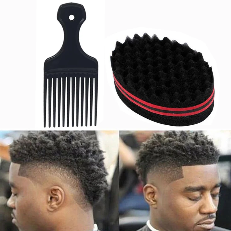 2Pcs Set Afro Curly Hair Sponge Brush