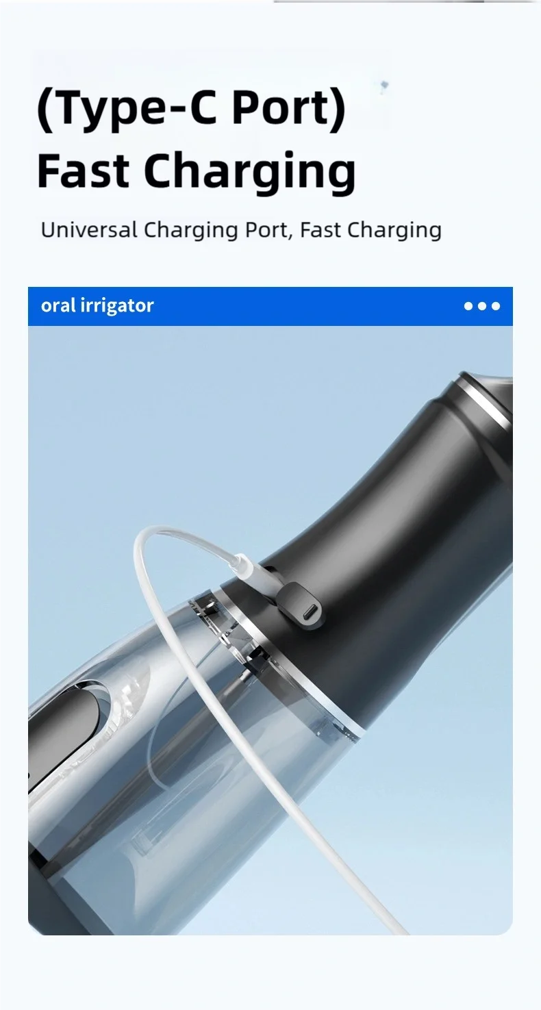 TINSOL Elektrischer Wasserflosser für Zähne, Drei Reinigungsmodi, Typ-C-Ladung, IP7 Wasserdicht, Wasserflosser für Zahnpflege – Detail 15