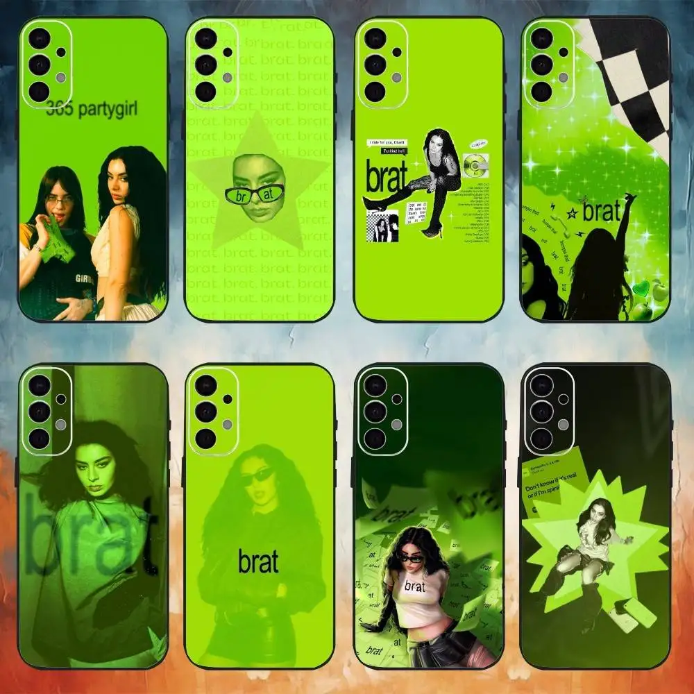 

C-Charli XCX Brat Phone Case For Samsung S25,S24,S21,S22,S23,S30,Ultra,S20,Plus,Fe,Note,10,9,5G Black Cover