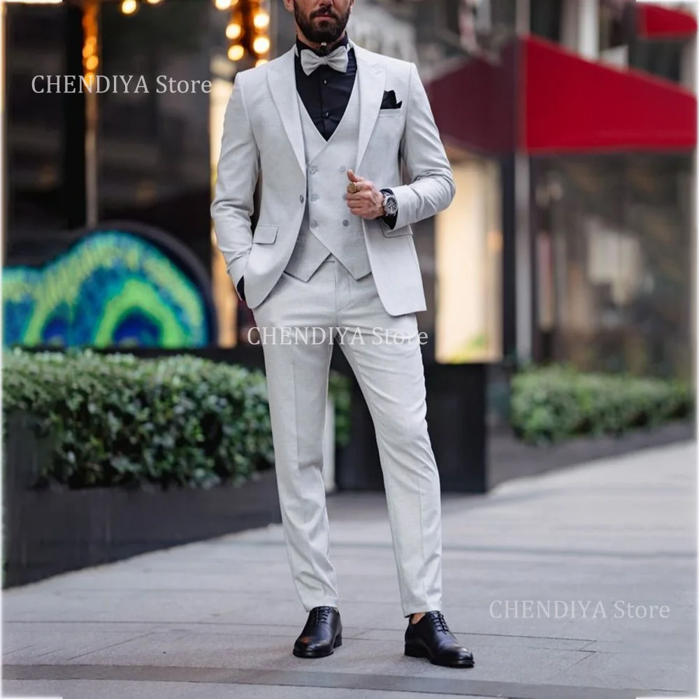 

Elegant Solid Color Men's Suits Wedding Tuxedos 3 Pieces Groom Formal Wear Business Prom (Jacket+Pants+Vest) Custom Made