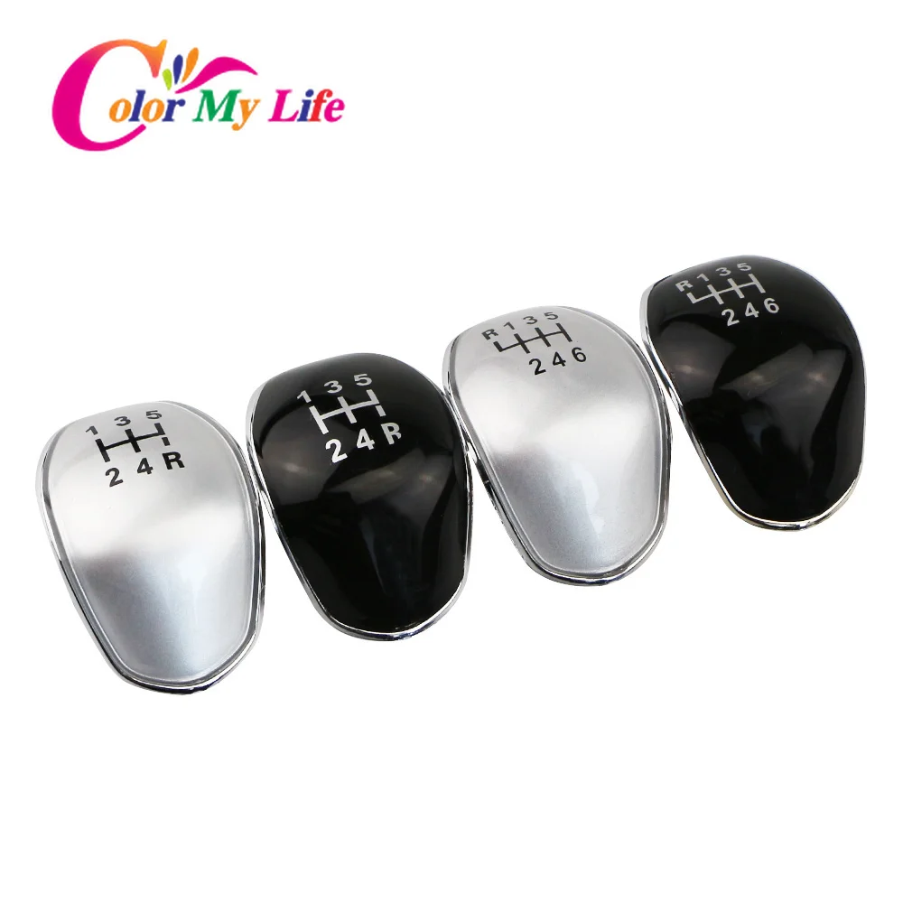 Silver/Black Car Gear Shift Knob Badge Emblem Cap Cover 5/6 Speed for Ford Focus MK2 MK3 Fiesta MK7 C-max B-max Galaxy Kuga