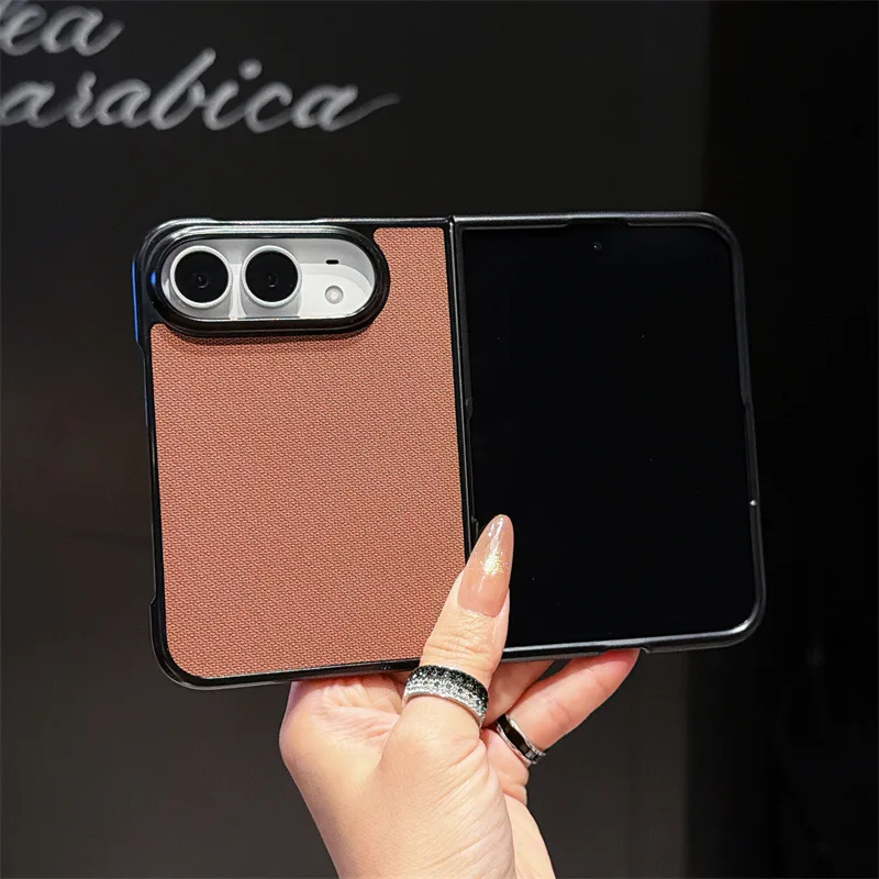 Luxury Solid Colors Tech Woven Technology Fabric Texture Fold Phone Case For iPhone Duo Matte Shockproof Protective Hard Cover