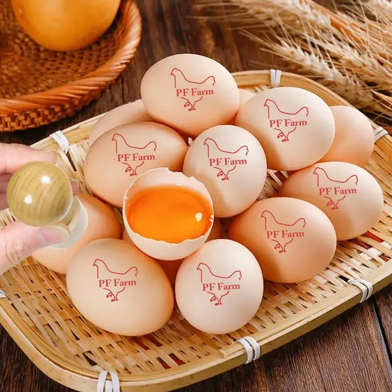 Egg Stamper Chicken Egg Rubber Stamper Egg Labels Wooden Stamps Multi-Functional Fresh Egg Markers Exquisite Egg Marking Inking