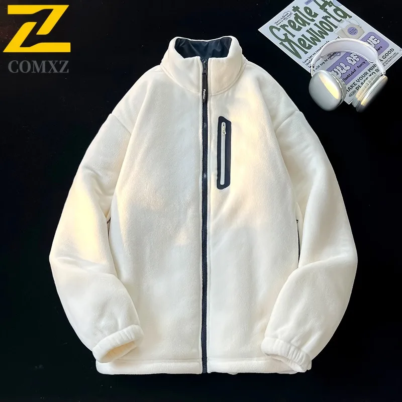 COMXZ الرجال الشتاء سترة وسيم الشارع الشهير عالية الجودة السفر نزهة القطن وسادة مبطنة المشي فضفاض طوق سترات صوفية