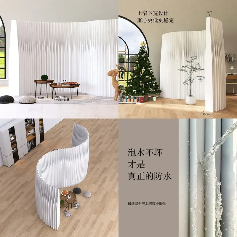 White Mobile Folding Partition Wall Waterproof Telescopic Paper Screen Divider for Exhibition Hall Events High Privacy Panel