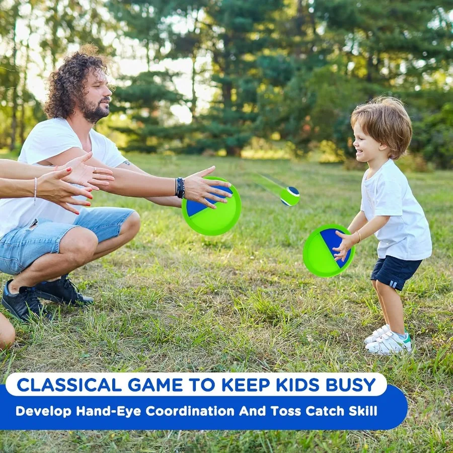 Toss and Catch Ball Game Outdoor Beach Pool Toys for Games 6 Paddle 3 Balls Pool Beach Lawn Yard Games 3 4 5 6 7 8+ Year Old To