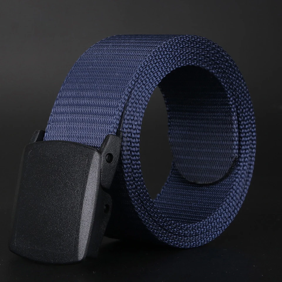 Metal Free Plastic Buckle Anti Allergic Woven Canvas Belt For Men And Women Leisure Travel Tactical Training Daily Work Belt