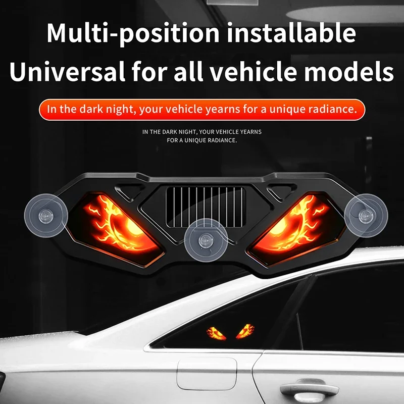 Light Truck Wireless Suction Cup Solar Powered Universal Car Dynamic Demon Eye LED Expression Light Environmental Atmosphere