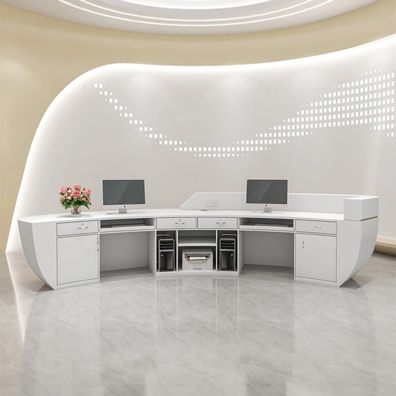 Hair Salon Counter Reception Desks Modern Office Lectern Checkout Cashier Counter Desk Standing Theke Rezeption Shop Furniture