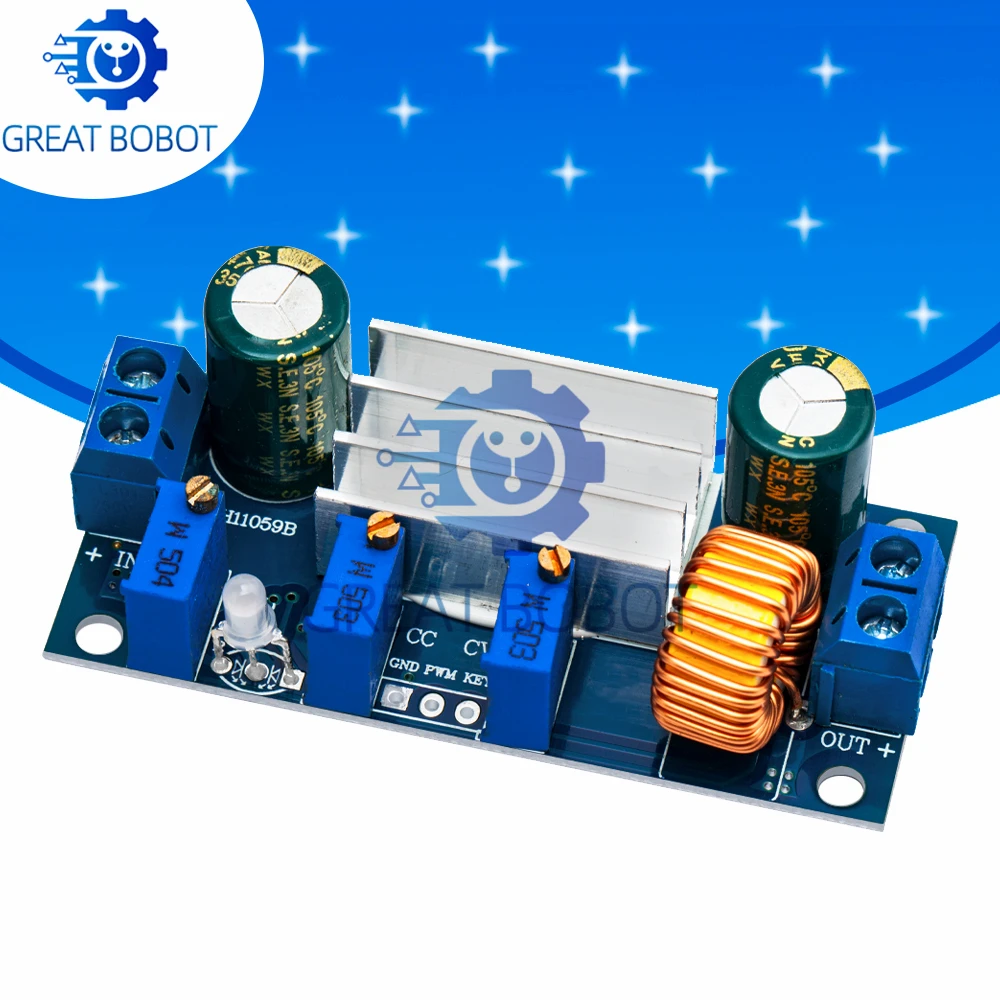 for Arduino-Compatible XL4005 Step-Down Module (1PC BS): 5A Max, Automatic Protection – Adjustable CC/CV Lithium Charging