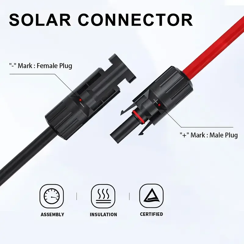 236inch/6M Solar Panel Extension Cable 14AWG Solar Extension Cable Kit With Female Male Connectors For RV Power Station