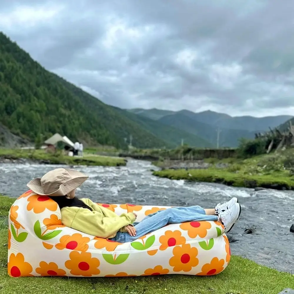 Table Couch or Camping, Lounger Air Sofa Chair, Portable Summer Couch or Outdoor, Beach, Hiking, Picnics, Music Festivals (Sunny