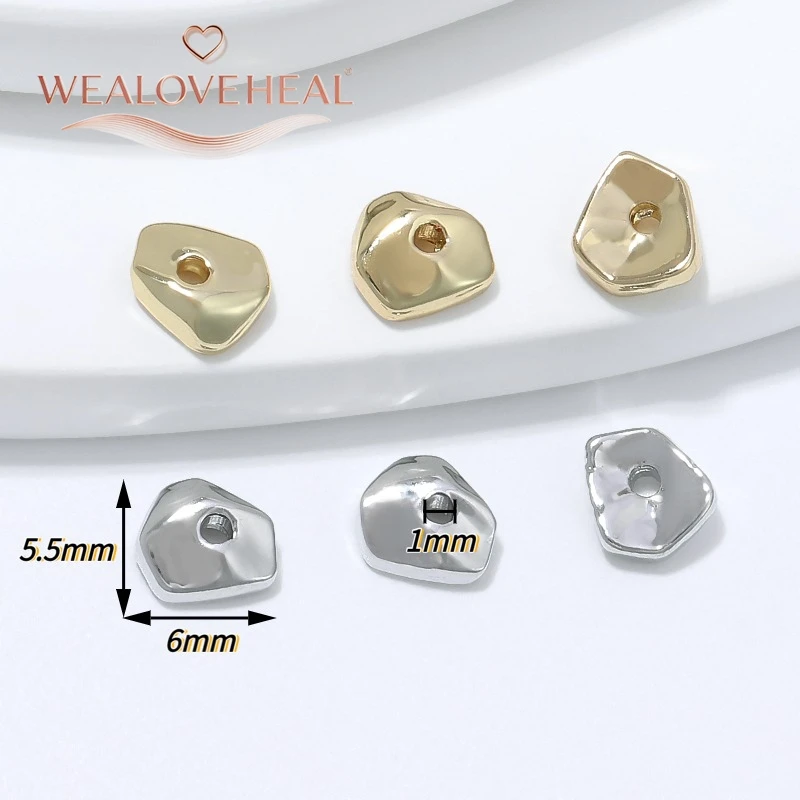 5/10 Stück unregelmäßige geometrische Abstandshalter-Perlen, 18 Karat vergoldetes Messing, 6 mm, lose Perlen für die Herstellung von DIY-Armbändern, Halsketten und Schmuck. – Detail 17