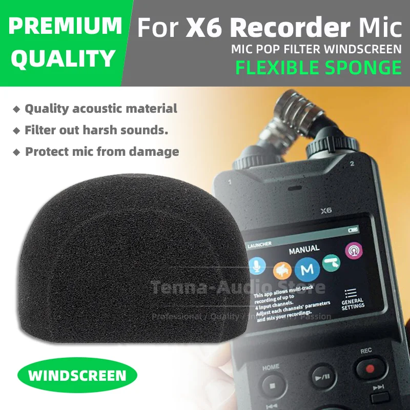 For TASCAM X6 X 6 Recorder Windscreen Microphone Recording Windproof Anti Noise Windshield Pop Filter Sponge Mic Cover Foam