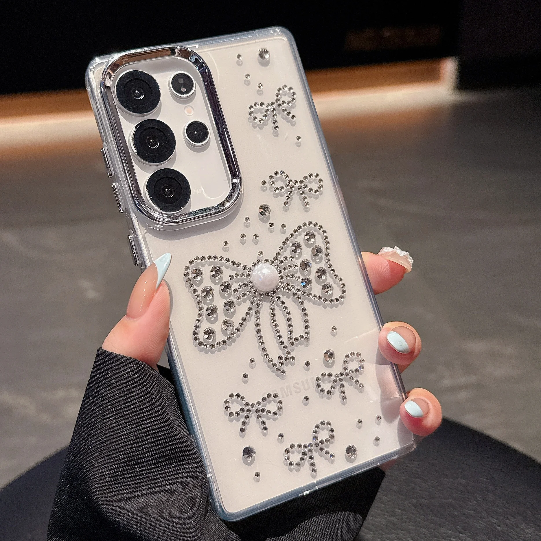 Jewelled Bowknot Phone Case For Samsung Galaxy S26 Ultra Transparent Cover For Samsung S26 Plus S25 Ultra S24 S23 Hard Cases