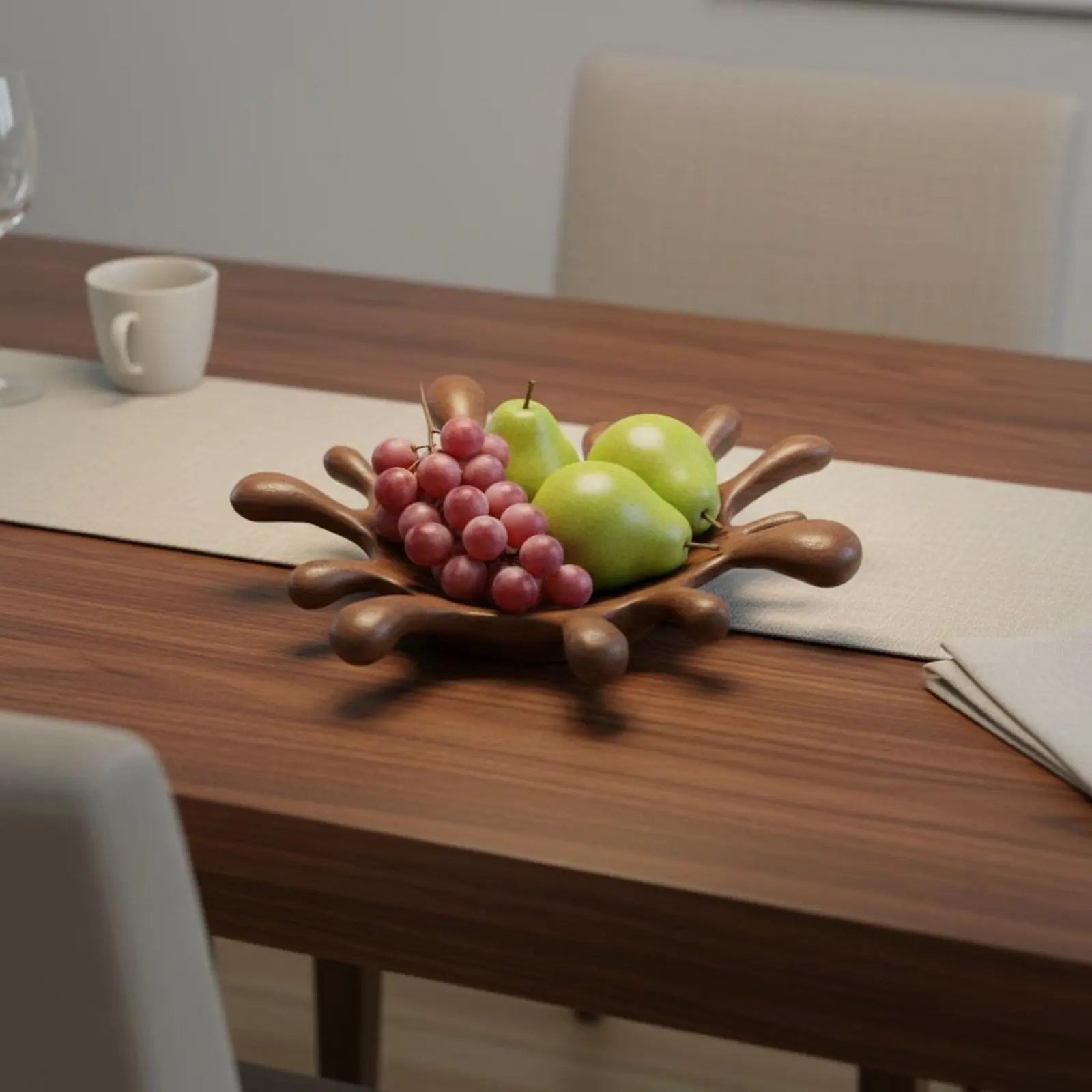 

Wood Grain Droplet Bowl Creative Design Droplet Fruit Dish Irregular Wood Bowl Artisanal Home Decor Long-Lasting