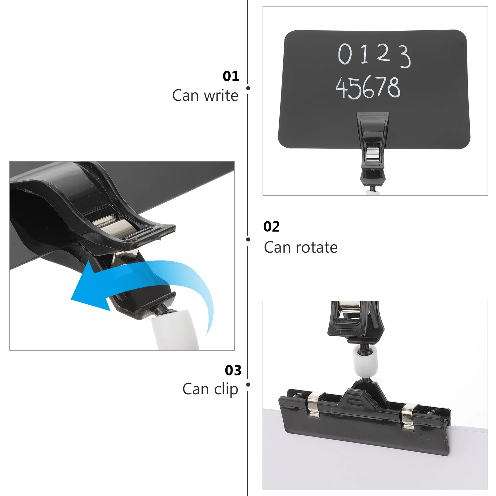 

6 set Waterproof Tags A6 Black Double-sided Chalkboard Clips Holders for Supermarket Price Label Holder Party Food Labels