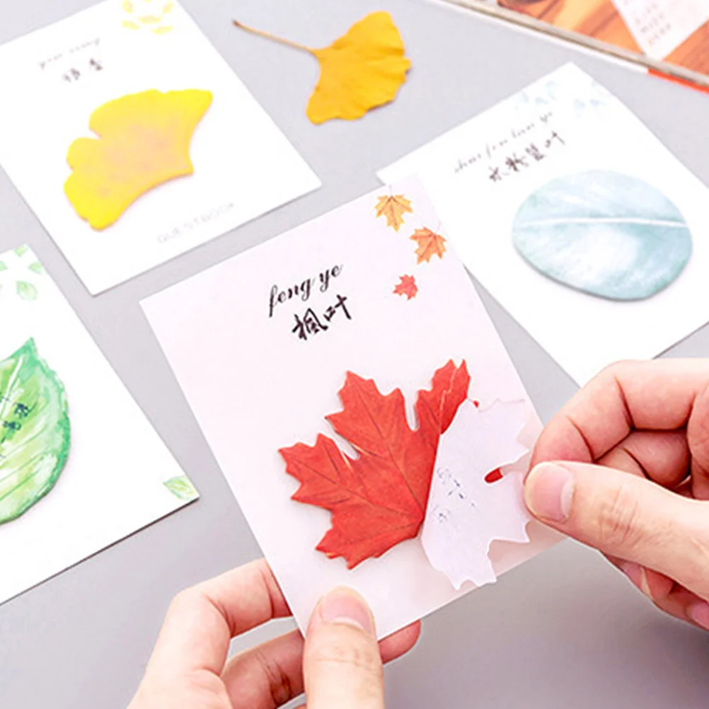 

4 Maple Leaf Notes Double Offset Paper Memo Pads Students Stationery Sticky Self Adhesive Note Stickers Office School Supplies