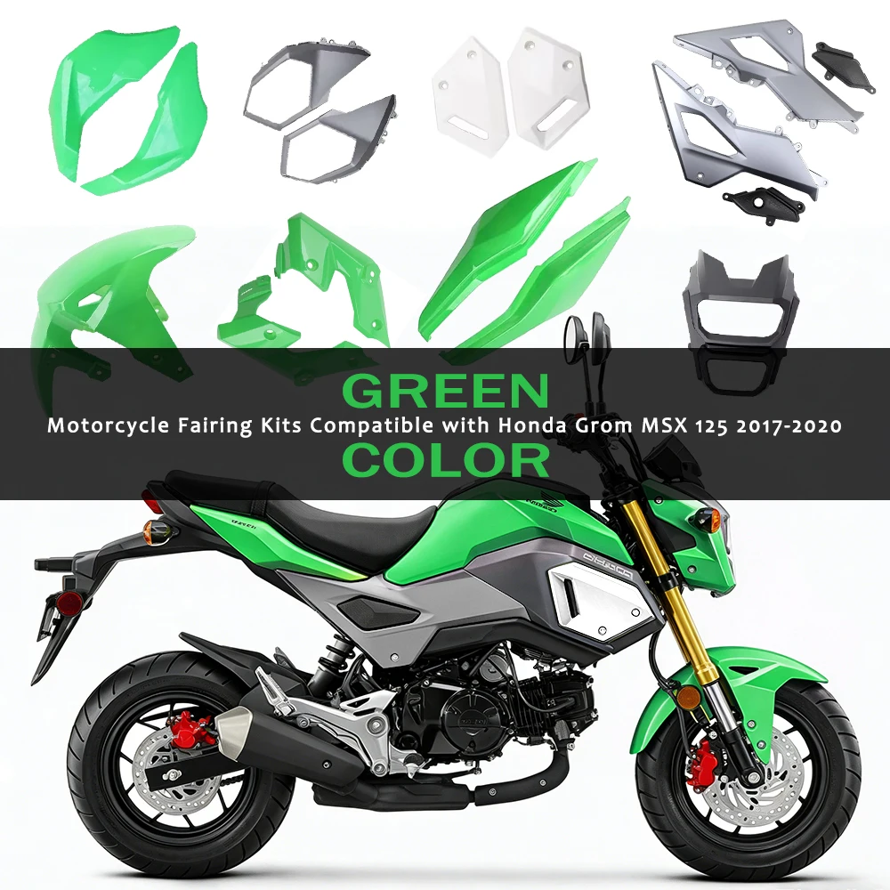 Motorcycle Fairing Kits Compatible with Honda Grom MSX 125 2017-2020,Green Color